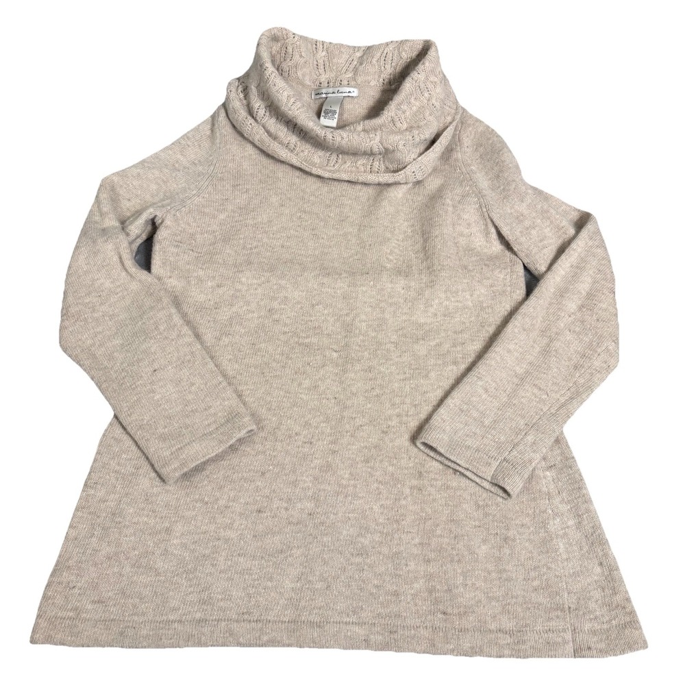 Marina Luna Angora Sweater Cowl Neck Cream Women's Large Costal Grandma Cozy